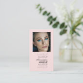 Rosa Schwarz Schrift Foto Qr Code Make-up Visitenkarte (Stehend Vorderseite)