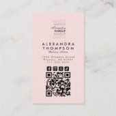 Rosa Schwarz Schrift Foto Qr Code Make-up Visitenkarte (Rückseite)