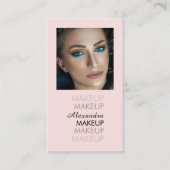 Rosa Schwarz Schrift Foto Qr Code Make-up Visitenkarte (Vorderseite)