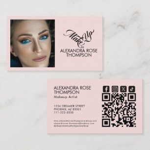 Rosa Schwarz Schrift Qr Code Social Icon Make-up Visitenkarte