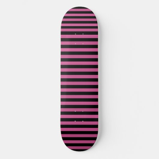 Rosa Schwarz Streifen Muster Skateboard (Vorderseite)