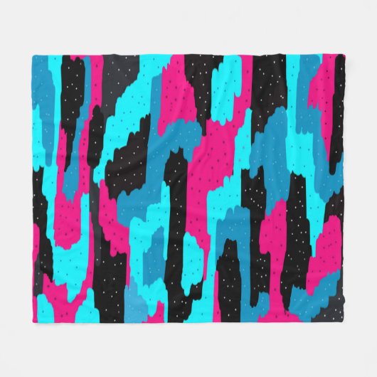 Rosa, Schwarz und Blau Abstrakt Fleecedecke (Vorderseite (Horizontal))