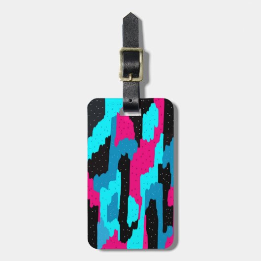 Rosa, Schwarz und Blau Abstrakt Gepäckanhänger (Vorderseite vertikal)