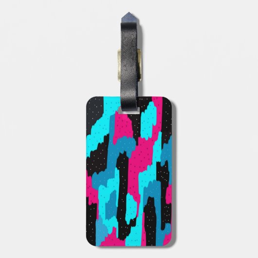 Rosa, Schwarz und Blau Abstrakt Gepäckanhänger (Rückseite vertikal)