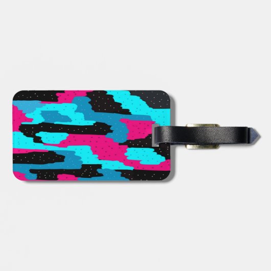 Rosa, Schwarz und Blau Abstrakt Gepäckanhänger (Rückseite horizontal)