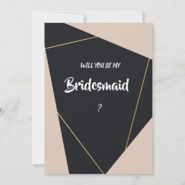 Rosa, schwarz und gold, geometrisch, Bridesmaid Einladung