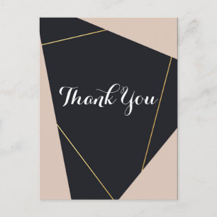 rosa schwarz und gold geometrisch Danke Postkarte