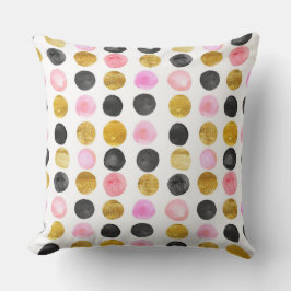 Rosa, Schwarz und Gold Polka Dot Throw Kissen