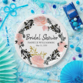 Rosa, schwarz und goldfarbenes Brautparty Pappteller (Party)