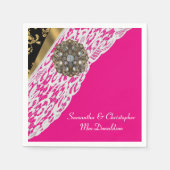 Rosa, schwarz und goldweiß Spitzenhochzeit Serviette (Vorderseite)