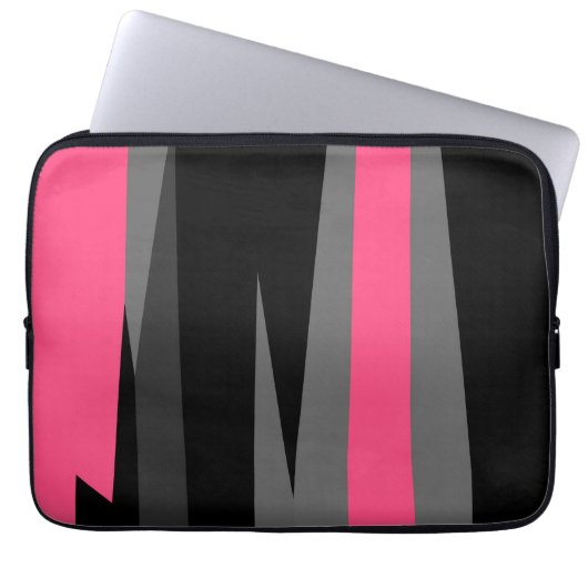Rosa Schwarz und Grau Laptopschutzhülle (Vorderseite)