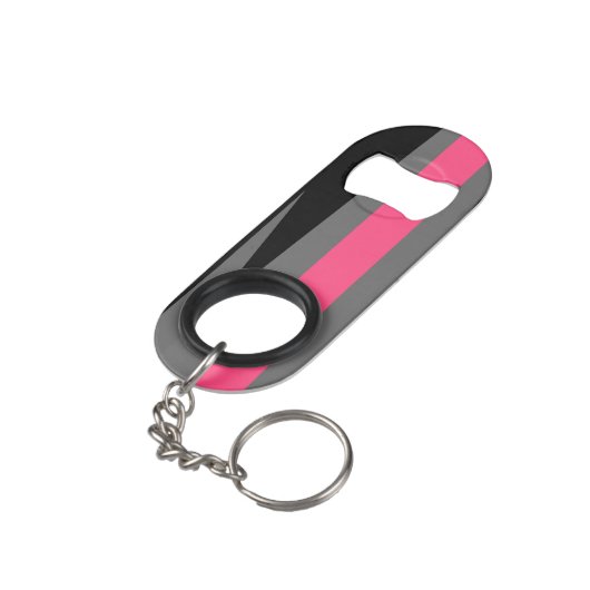 Rosa Schwarz und Grau Mini Flaschenöffner (Rückseite Schrägansicht)