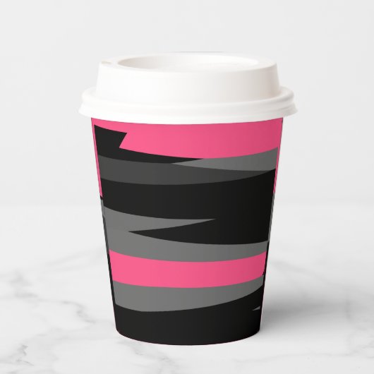 Rosa Schwarz und Grau Pappbecher (Rückseite)