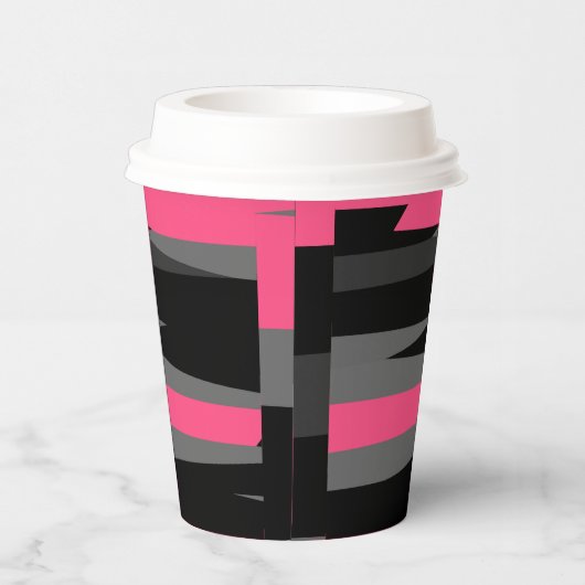 Rosa Schwarz und Grau Pappbecher (Rechts)