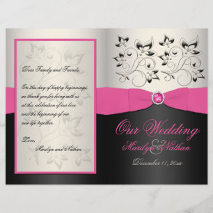 Rosa, Schwarz und Silber-Hochzeitsprogramm