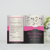 Rosa, Schwarz und Silber-Hochzeitsprogramm (Stehend Vorderseite)