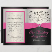 Rosa, Schwarz und Silber-Hochzeitsprogramm (Vorne/Hinten)