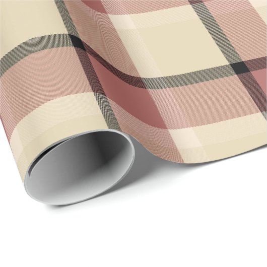 Rosa, Schwarz und Tan Kariert Geschenkpapier (Rolleneckpunkt)