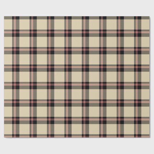 Rosa, Schwarz und Tan Kariert Geschenkpapier (Flach)