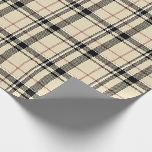 Rosa, Schwarz und Tan Kariert Geschenkpapier (Ecke)