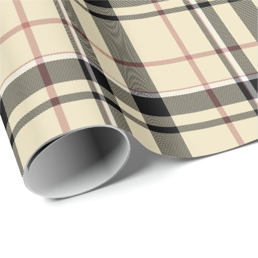 Rosa, Schwarz und Tan Kariert Geschenkpapier (Rolleneckpunkt)