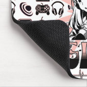 Rosa, Schwarz und Weiß-Gamer-Girl Mousepad (Ecke)