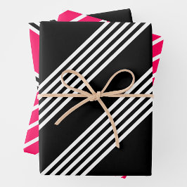 Rosa, Schwarz und Weiß Geschenkpapier Set