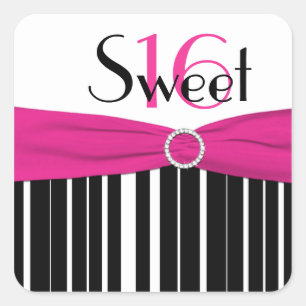Rosa, schwarz und weiß gestrichen Sweet 16 Sticker