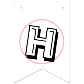 Rosa Schwarz und Weiß glücklich Geburtstag Wimpelkette (Zweite Fahne)