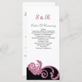 Rosa, Schwarz und Weiß Hochzeitsprogramm Programm (Vorne/Hinten)