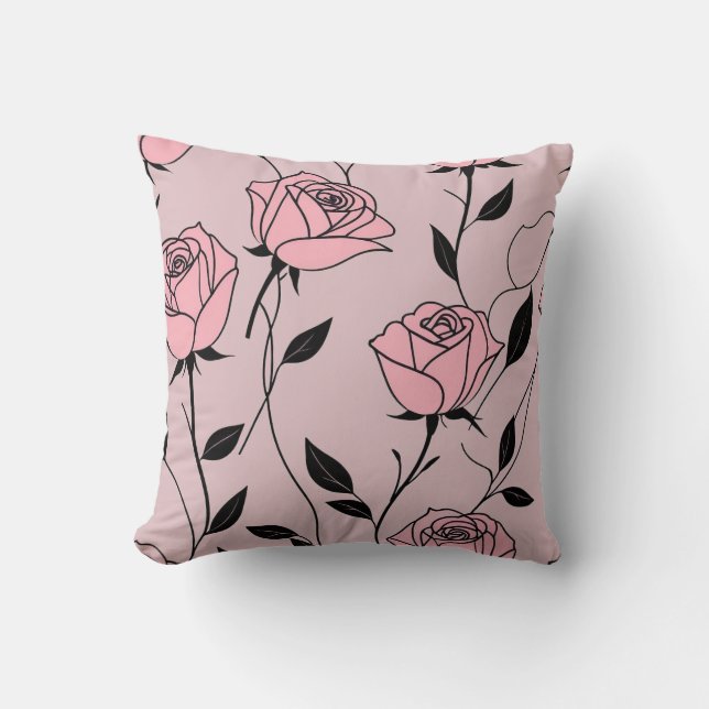 Rosa, Schwarz und Weiß Kissen (Vorderseite)