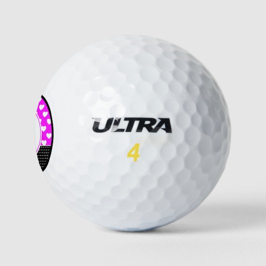 Rosa, Schwarz und Weiß-Monogramm Golfball