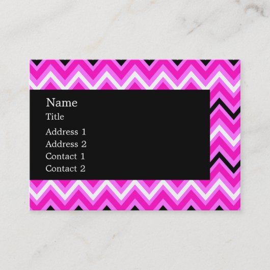 Rosa, schwarz und weiß Zigzag Visitenkarte (Vorderseite)