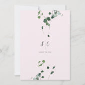 Rosa Schwarz-Weibe Grüne Blätter Botanischer Eukal Einladung (Vorderseite)