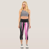 Rosa Schwarz/Weiß Abstrakt Capri Leggings (Vorderseite)
