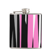 Rosa Schwarz/Weiß Abstrakt Flachmann (Vorderseite)