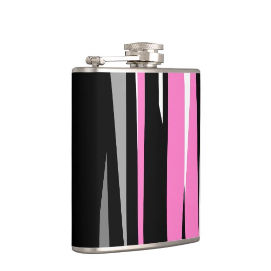 Rosa Schwarz/Weiß Abstrakt Flachmann (Rechts)