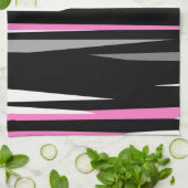 Rosa Schwarz/Weiß Abstrakt Geschirrtuch (Gefaltet)