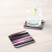 Rosa Schwarz/Weiß Abstrakt Getränkeuntersetzer (Rechte Seite)