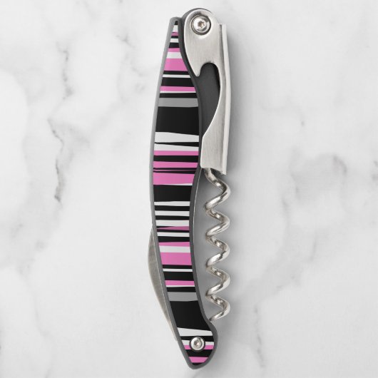 Rosa Schwarz/Weiß Abstrakt Kellnermesser (Rückseite)
