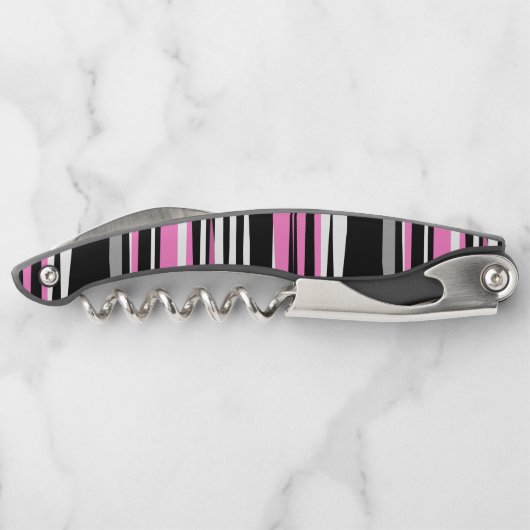 Rosa Schwarz/Weiß Abstrakt Kellnermesser (Rückseite)