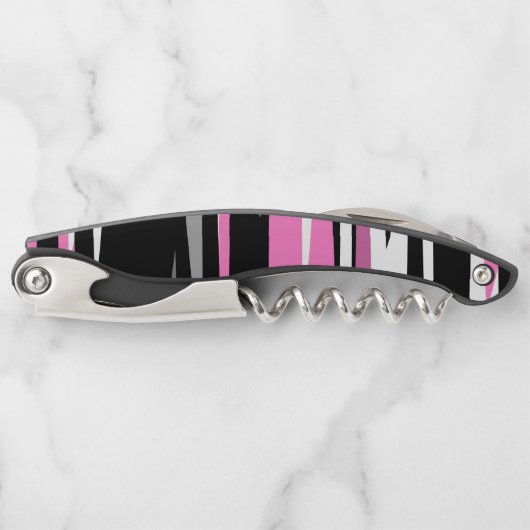 Rosa Schwarz/Weiß Abstrakt Kellnermesser (Vorderseite)