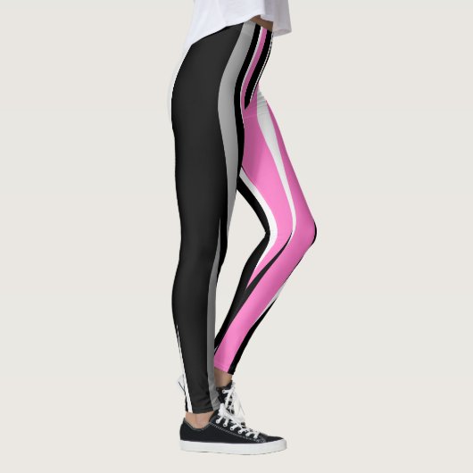 Rosa Schwarz/Weiß Abstrakt Leggings (Rechts)