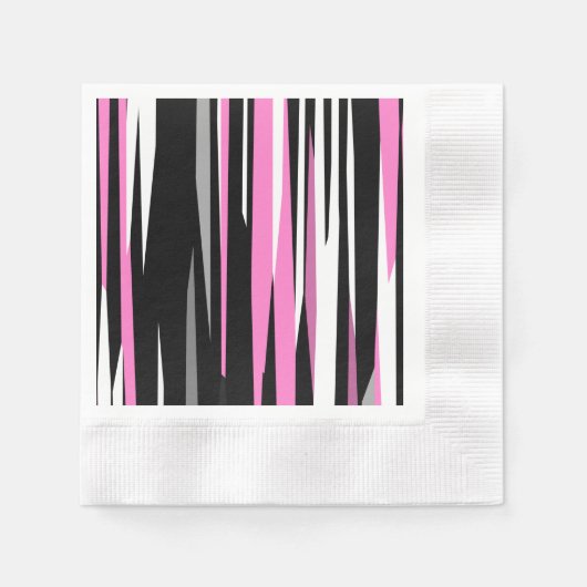 Rosa Schwarz/Weiß Abstrakt Serviette (Vorderseite)