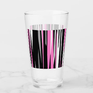 Rosa Schwarz/Weiß Abstrakt W Glas