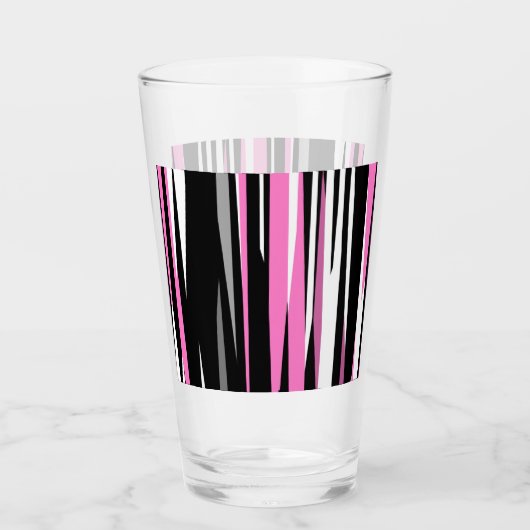 Rosa Schwarz/Weiß Abstrakt W Glas (Vorderseite)