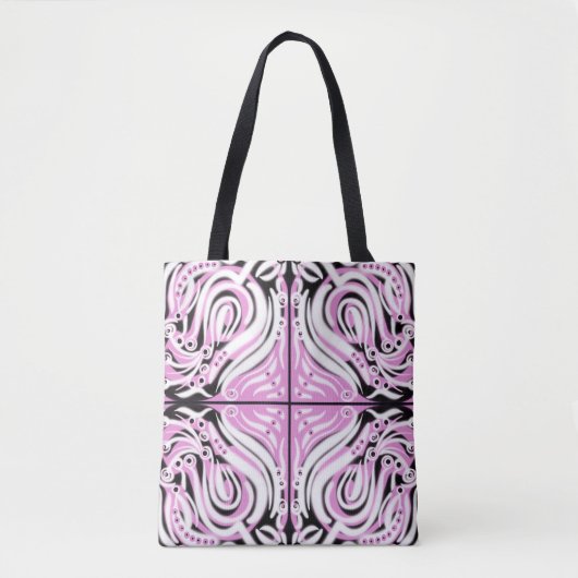 Rosa Schwarz-weiß Abstraktes Muster Tasche (Vorderseite)