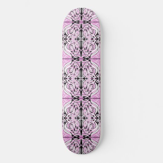 Rosa Schwarz-weiß Abstraktes Wiederholmuster Skateboard (Vorderseite)