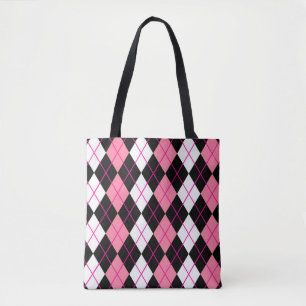 Rosa Schwarz Weiß Argyle Diamant Design  Tasche
