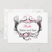 Rosa Schwarz-Weiß Chic Business Danke Karten (Vorne/Hinten)